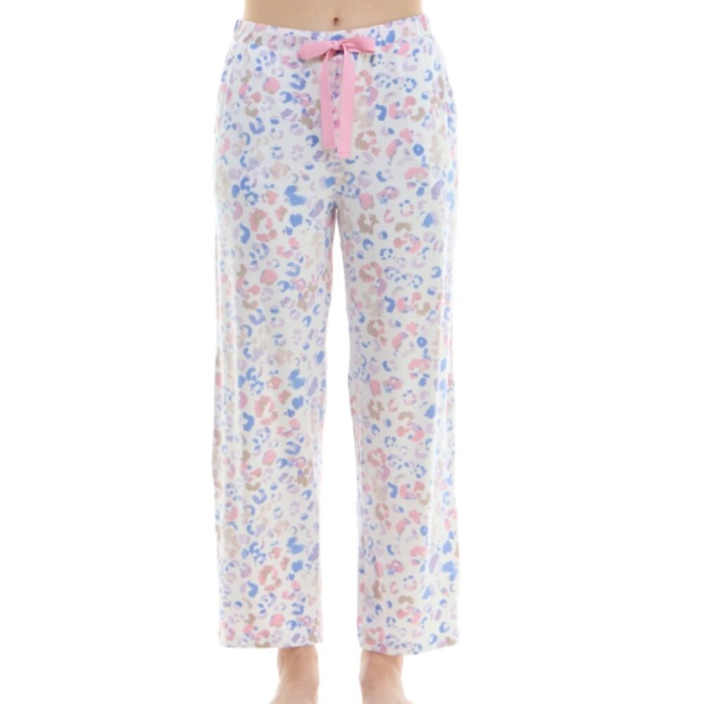 Roudelain Women's Printed Drawstring Pajama Pants - Splash Cheetah